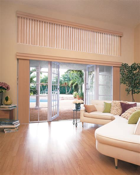 Unlike horizontal blinds, vertical blinds are less likely to collect dust because they stand vertically. Window Treatment Ideas for Doors - 3 Blind Mice