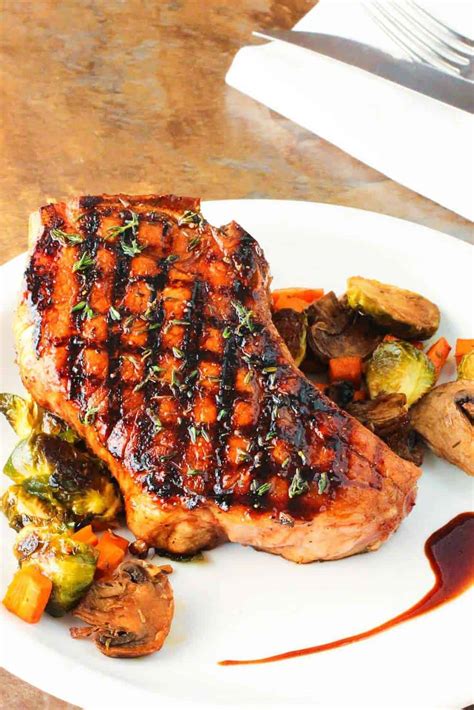4 center cut pork chops, 1 salt, to taste, 1 black pepper, to taste, 1 garlic powder, to taste, 1 fresh or dried rosemary, 3 tbsp olive oil, 1/4 cup any white wine. Balsamic Grilled Pork Chops | How To Feed A Loon