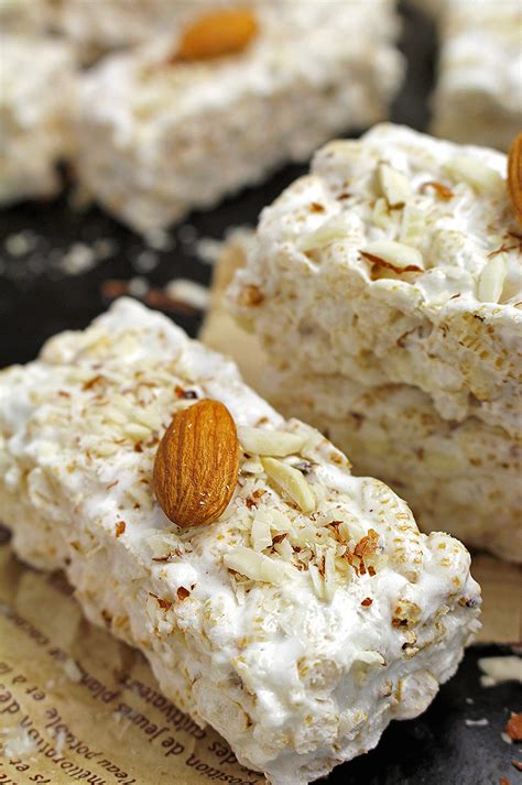 Marshmallow Rice Crispy Almond Treats