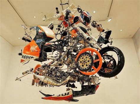 Exploded View Of Honda Motogp Bike Motorcycle Art
