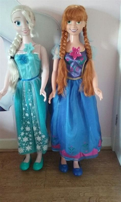 Set Of 2 `as New` Disney Frozen `my Size` Elsa And Anna Dolls Over 90cms
