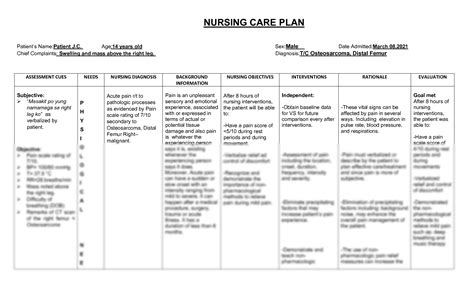 Solution Nursing Care Plan Acute Pain Related To Pathologic Processes Hot Sex Picture