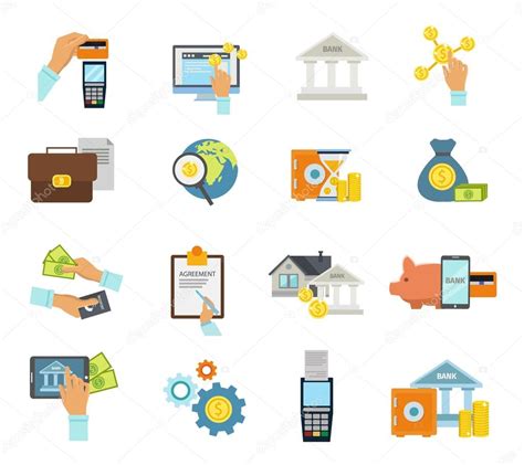 Banking Service Icon Flat Set Stock Vector By ©mogil 115321776