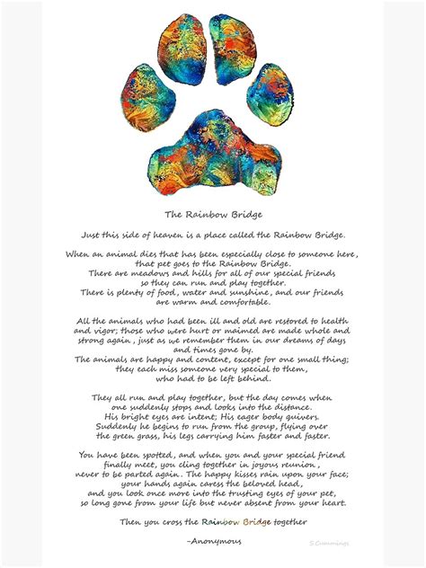 Of bracelet | memorial bracelet | rainbow bridge poem adjustable bracelet. "Rainbow Bridge Poem With Colorful Paw Print by Sharon ...