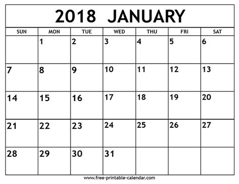 Get calendar for 2017 new year. january 2018 ca… | Monthly calendar printable, Printable ...