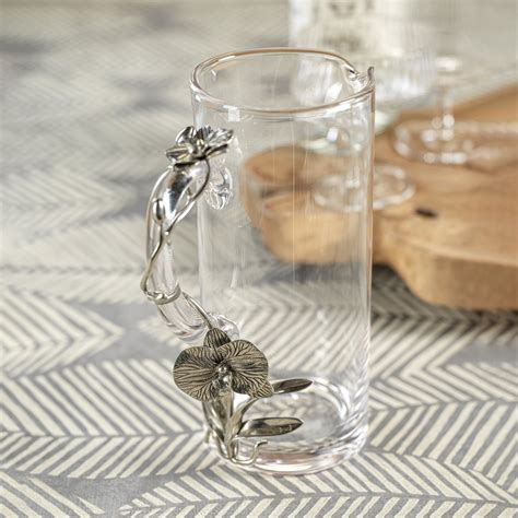 Durban Orchid Pewter And Glass Pitcher By Zodax Seven Colonial