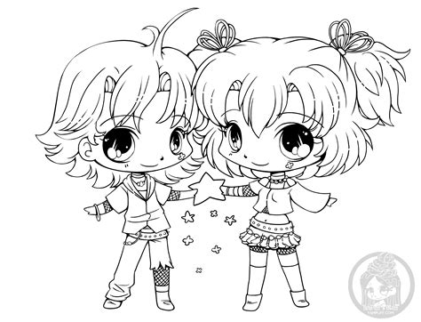 Miranda And Mitchel Mini Chibi Commission Lineart By Yampuff Yampuff