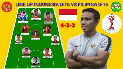 Starting Line Up Timnas Indonesia U 16 Vs Filipina U 16 Piala Aff U