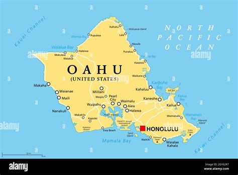 Oahu Hawaii Political Map With Capital Honolulu Part Of The Hawaiian