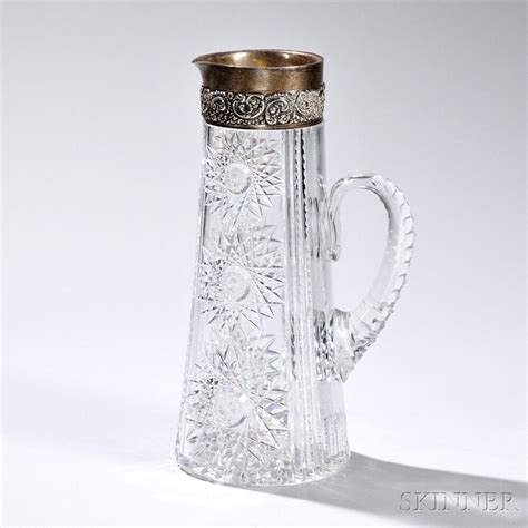 Late Victorian Cut Glass Pitcher With Sterling Silver Collar Sale Number 2920m Lot Number 738