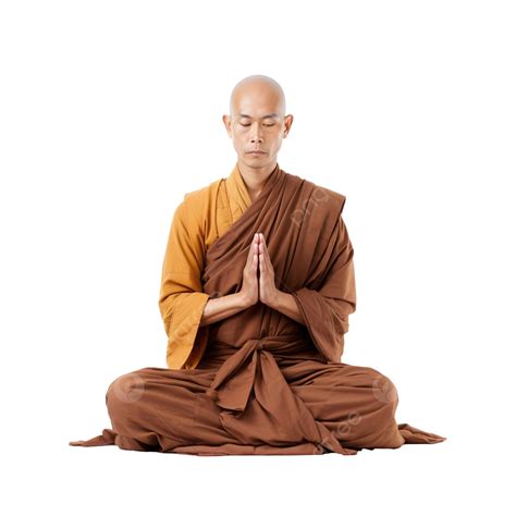 Zen Monk Zen Monk Standing And Meditating Monks Engaged In Prayer And