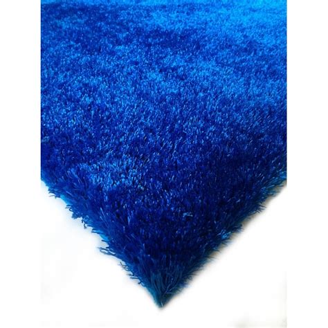 Amazing Rugs Fuzzy Shaggy 8 X 11 Electro Blue Indoor Solid Area Rug In