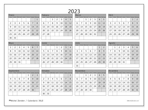 Calendario 2023 Para Imprimir “34ld” Michel Zbinden Pr