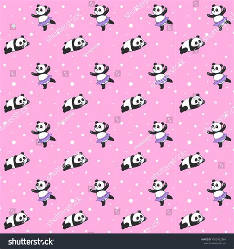 Cute Pandas On Pink Background Seamless Stock Illustration 1505952869