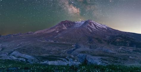 Wallpaper Mount Saint Helens Night Milky Way View Landscape Nature
