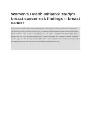 Women S Health Initiative Study S Breast Cancer Risk Findings Docx Women S Health Initiative