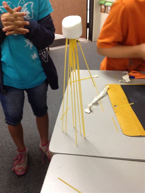 A variation on the marshmallow challenge, where this time marshmallows can be used to form part of the structure. Return of the Marshmallow Challenge! • TeachKidsArt