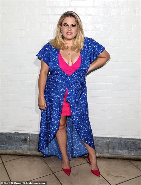 Nadia Essex Stuns In A Plunging Pink And Blue Cocktail Dress Alongside Gemma