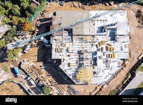 New Multi Story Building Under Construction Construction Workers