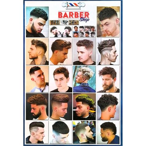 Set 2x Mens Hairstyles Poster Modern Fashion Barber Salon Hairdresser
