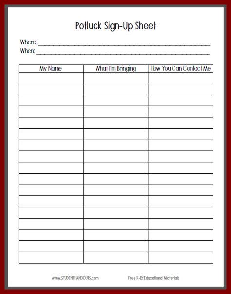 10 Sign Up Sheets Ideas In 2020 Sign Up Sheets Printable Signs