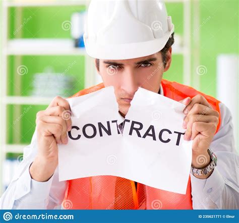 Angry Construction Supervisor Cancelling Contract Stock Image Image