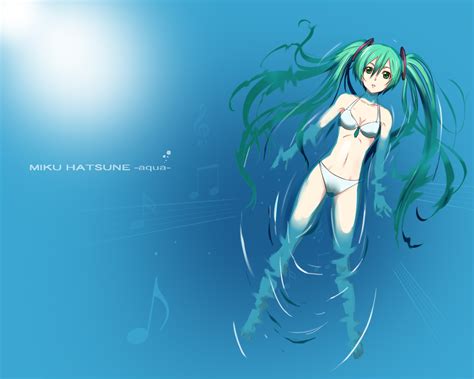 Aqua Hair Bikini Green Eyes Hatsune Miku Long Hair Saitoyu00 Swimsuit Twintails Vocaloid