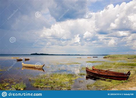 Fishing Boat On The Shore On Lake Stock Photo Image Of Boats Pond