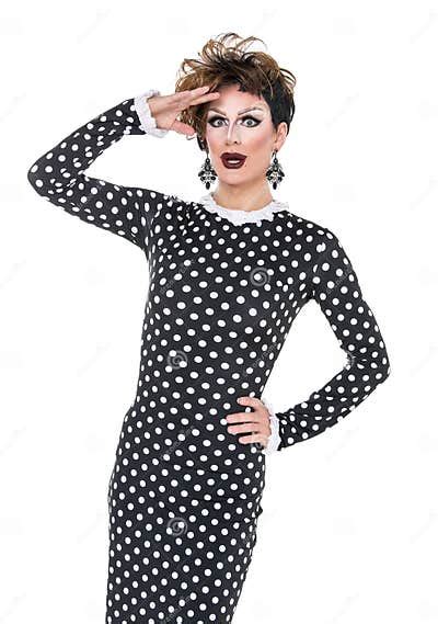 Drag Queen In Black White Dress Performing Stock Photo Image Of