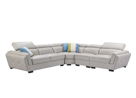 Light Grey Sectional Sofa Ef 566 Leather Sectionals