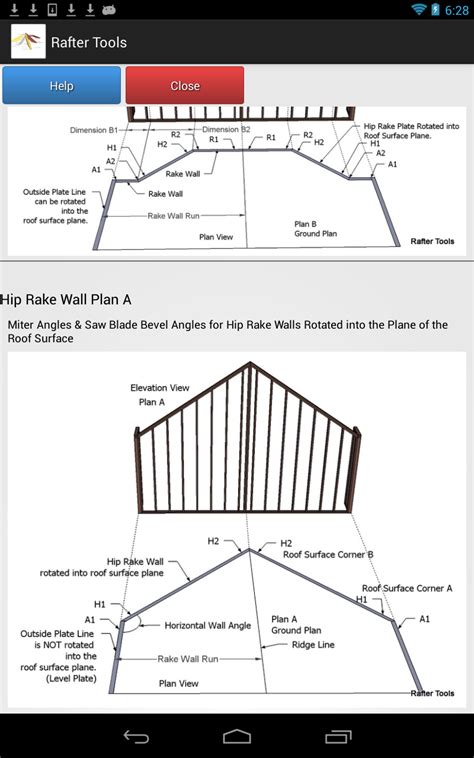 This will enable you to place the ceiling joists alongside the common and hip jack rafters. Roof Framing Geometry: Rafter Tools for Android Version 2.57