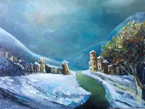 Winter Village Painting By Dumi Kreshnik Pixels