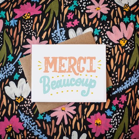 Merci Beaucoup French Thank You Greeting Card Etsy
