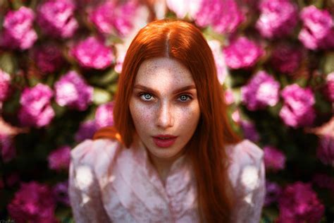 X Redhead Girl Long Hair Woman Model Blue Eyes Face Bokeh Wallpaper