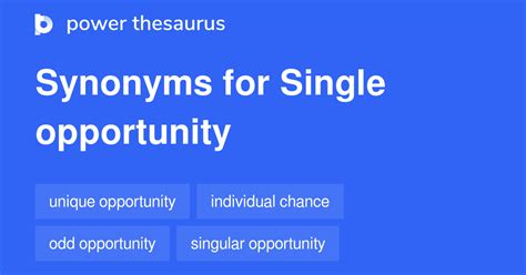 Single Opportunity Synonyms 73 Words And Phrases For Single Opportunity
