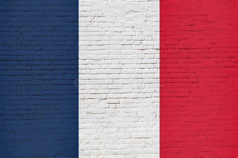 France Flag Painted On Brick Wall Photo Collage Stock Illustration