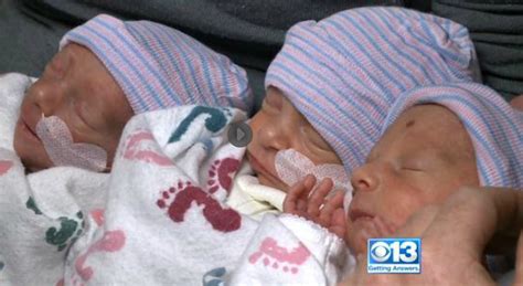 three of a kind identical triplets born in california cbs news