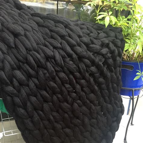 Black Merino Wool Blanket Looks So Classy Chunky Crochet Blanket