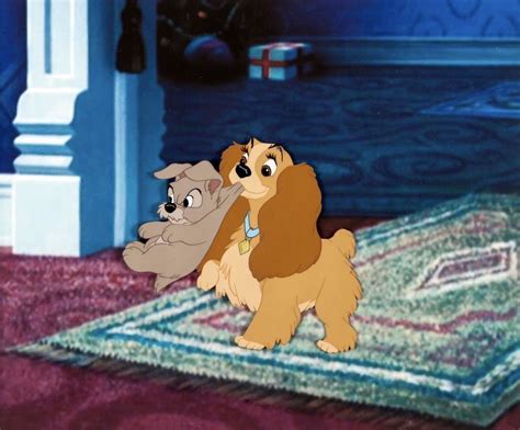 Lady And The Tramp Production Cel Scamp And Lady Buena Vista Walt