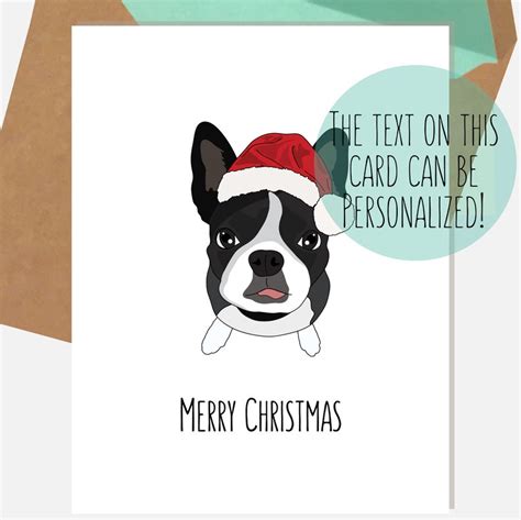 Boston Terrier Christmas Card Merry Christmas Etsy