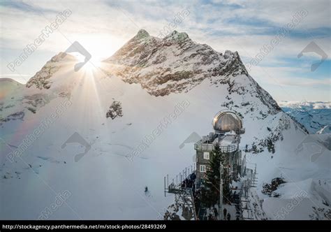 Aerial View Of Jungfraujoch In Fieschertal Switzerland Stock Photo