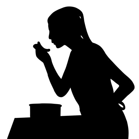 20 hand painted black and white watercolor kitchen accessories clip art for instant download. Free Images : silhouette, cooking, woman, tasting, food ...
