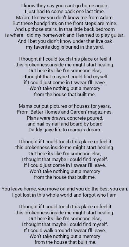 Miranda Lambert The House That Built Me Great Song Lyrics Song