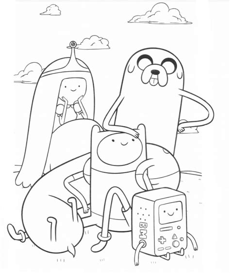 Finn Jake Princess E Bmo Coloring Pages Adventure Time Coloring