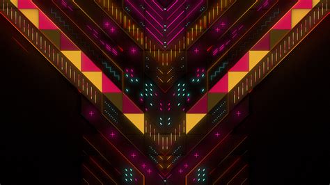 Neon Abstract Geometry Digital Art Hd Abstract 4k
