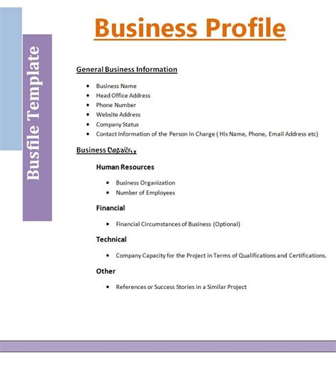 Business Profile Template Free Printable Word Templates