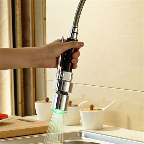Bathroom kitchen pull out faucet sprayer shower water tap spray head part accessory. LED Color Changing Kitchen Pull Out & Down Sprayer Faucet ...