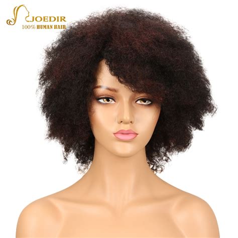 Joedir Short Human Hair Wigs Afro Kinky Curly Wig Brazilian Hair Wig