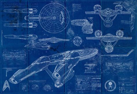Star Trek Enterprise New Uss 1701 Blueprint Art Print Etsy Star