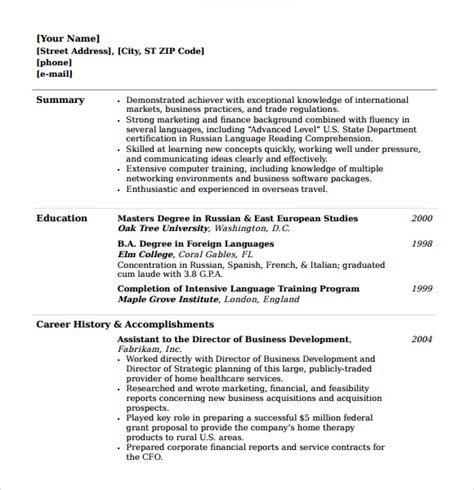 Free 8 Sample College Resume Templates In Ms Word Pdf